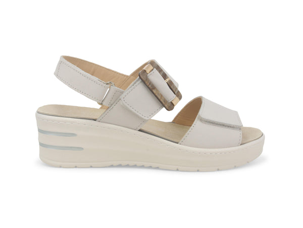 Melluso Sandali Plantare Estraibile 3 Strappi Zeppa Tomaia Pelle Nabuk Sabbia 019227-233776